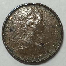 NEW ZEALAND 1967 . ONE 1 CENT COIN . ERROR . ROLLED EDGE